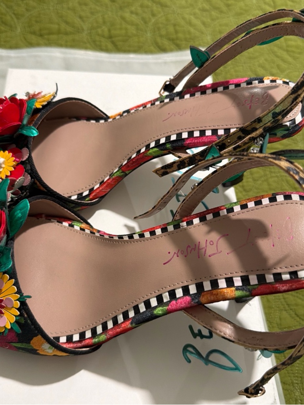 Betsey Johnson Floral Red Rose Heeled Sandals - Picture 2 of 3